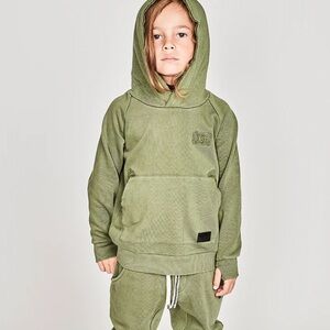 MUNSTER HANGABOUT HOODED Cotton Olive Green SWEATSHIRT Size 8